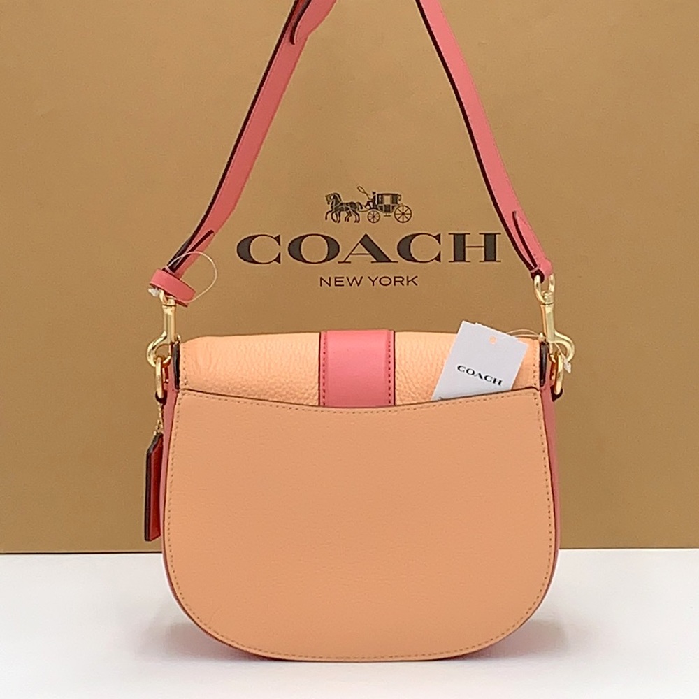 COACH Georgie Saddle Bag In Colorblock COLOR:
Gold/Faded Blush/Taffy - Picture 8 of 16